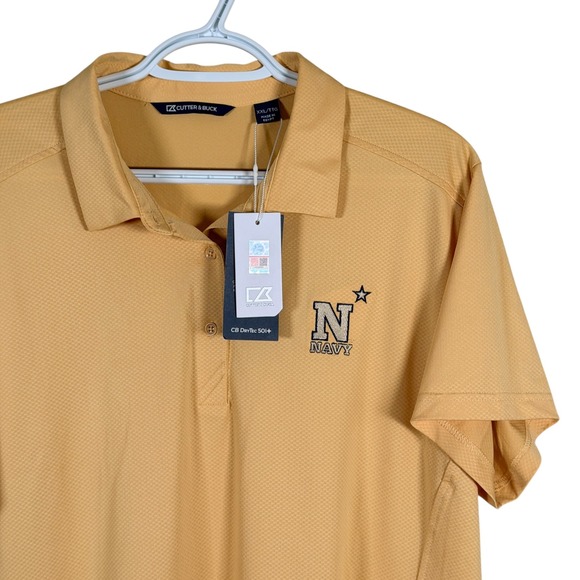 Cutter & Buck Tops - Cutter & Buck DryTec Navy Polo‎ Shirt Women 2XL Yellow Gold Short Sleeve NEW